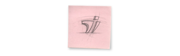 Esquisse sur post-it du logo Teletech International