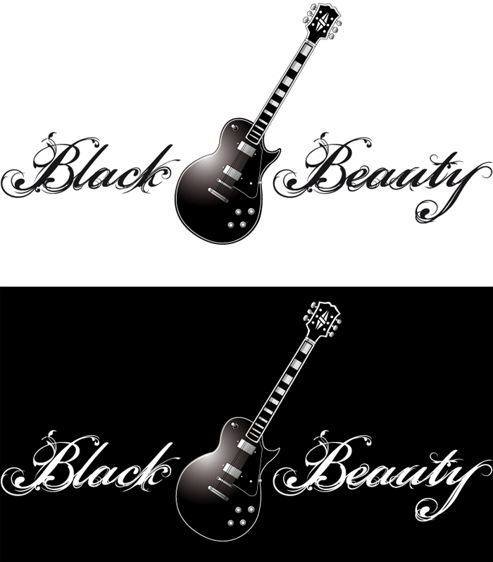 Typographie et guitare Black Beauty