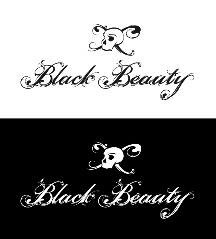 Typographie et tête de mort Black Beauty