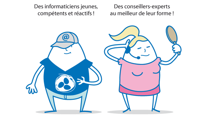 Personnages oeuf informaticien conseillère