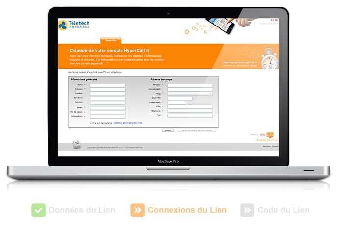 Visuel interface utilisateur Lien Hypercall