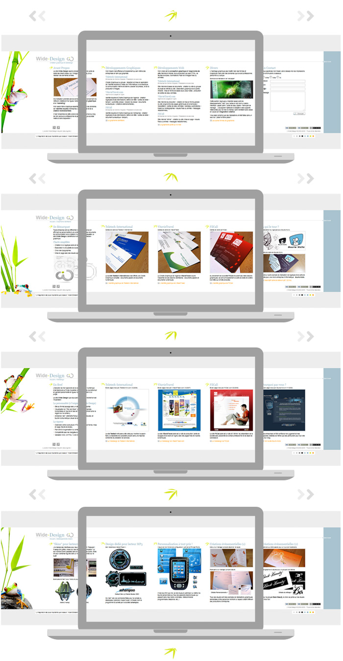 Visuel des pages du site web 2008 wide-design