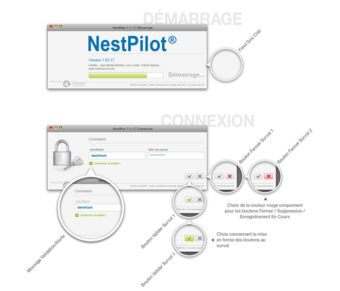 Visuel écrans connexion NestPilot